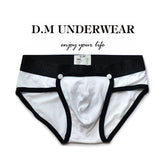 D.M Men's Briefs Solid Color Cotton Buttons D.M UNDERWEAR